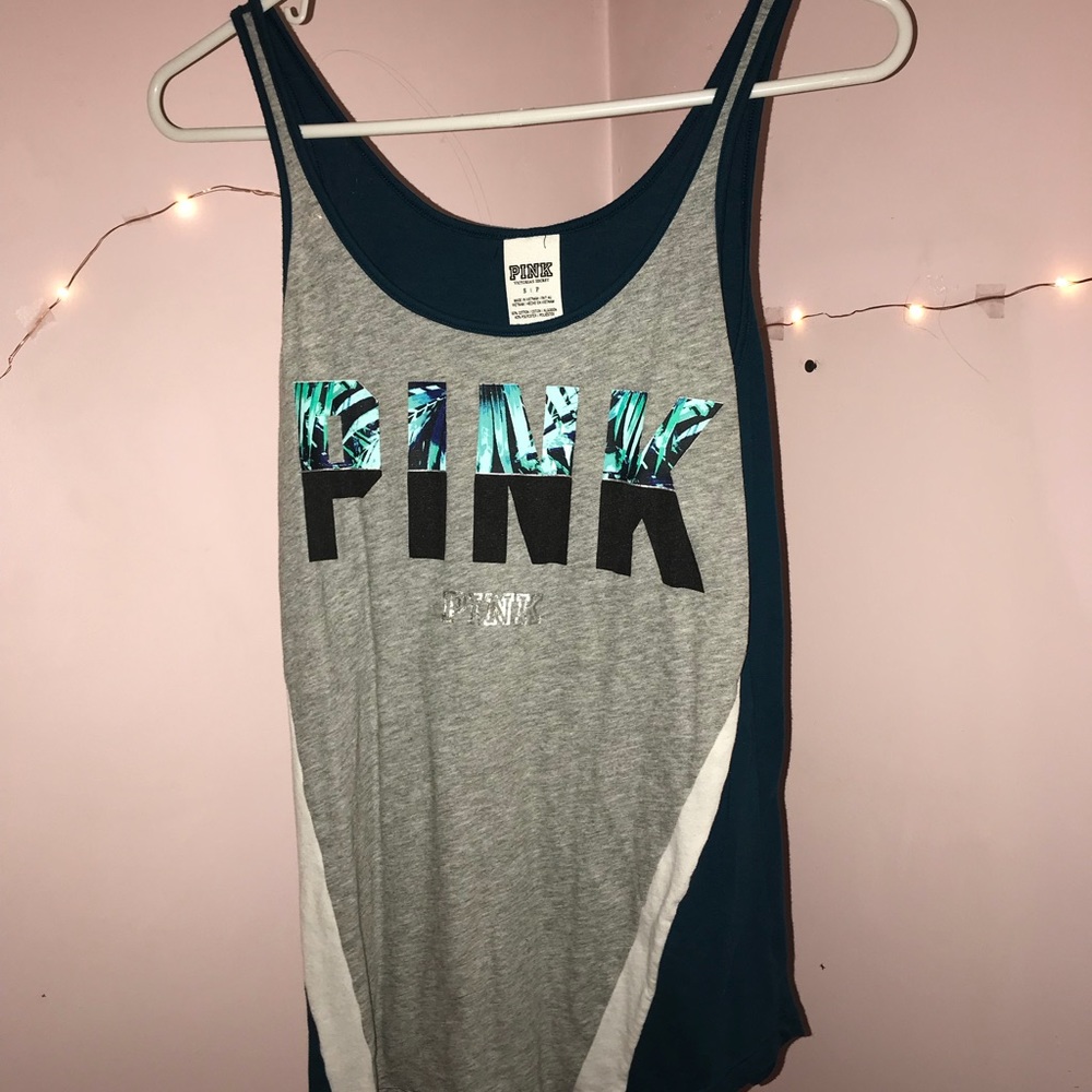 PINK Blue and Gray Tank Top